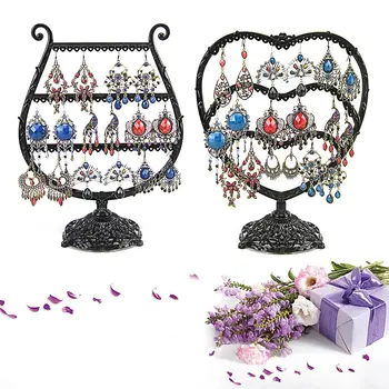 

Cup Heart Jewelry Holder Metal Earrings Necklace Ring Rack Organizer Storage Stand Rack For Jewelry Display Gift Container