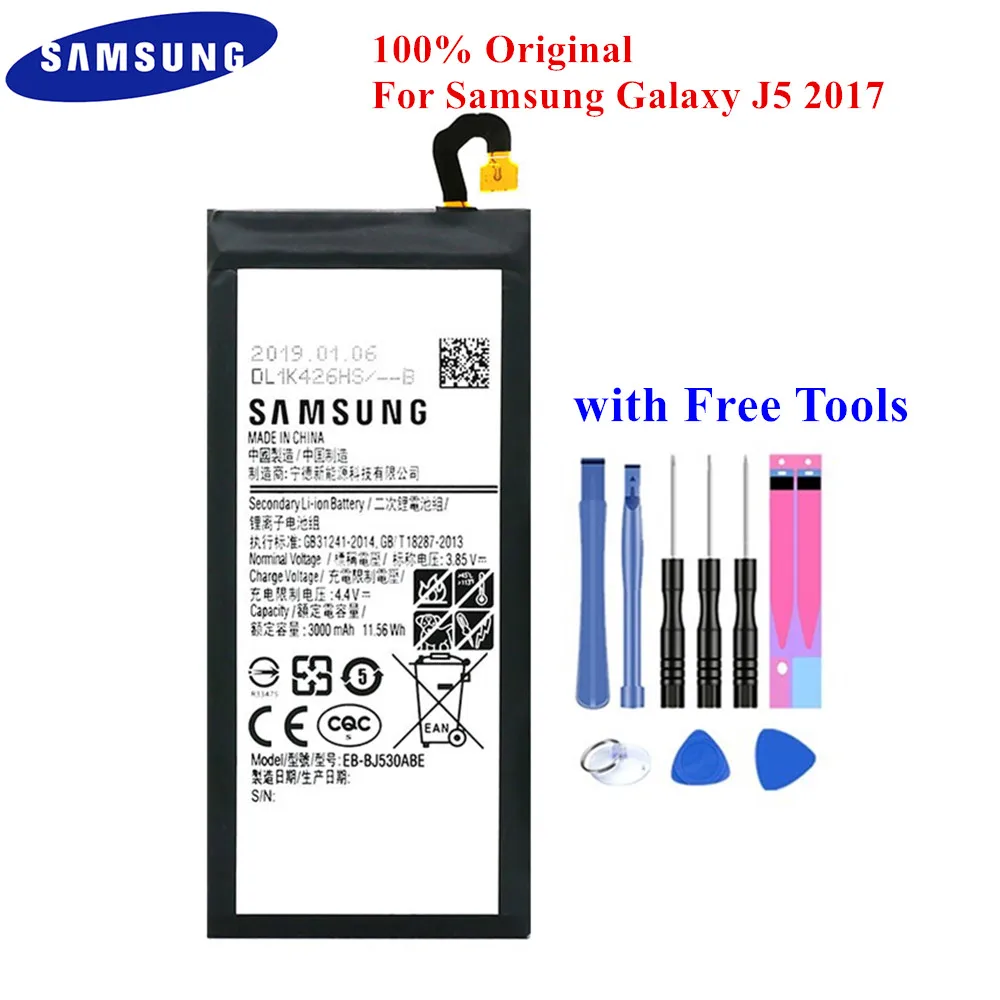 100% Оригинальная Аккумуляторная батарея для Samsung Galaxy J5 2017 J530 EB-BJ530ABE J530Y J530FM J530G J530YM