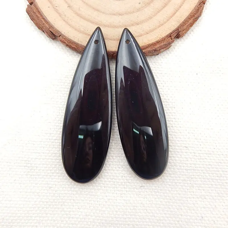 

Wholesale 1Pair Natural Bead Obsidian Earrings 52x16x6mm 13.4g Fashion Style Earrings Accessories