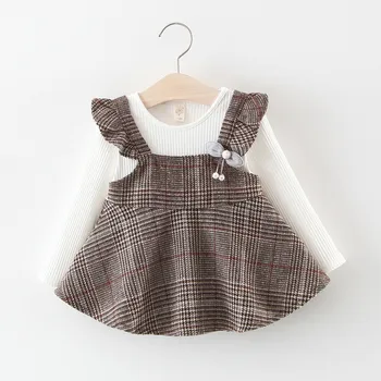 

Dress for Girls Clothes Toddler Baby Kids Girls Ruched Ruffles Striped Plaid Dresses Casual Party Princess Dresses 2019 Autumn