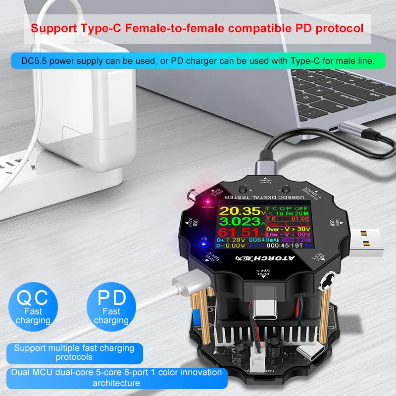 Color APP battery tester electronic load 18650 capacity monitor indicator discharge charge usb meter DC 12v power supply checker 5