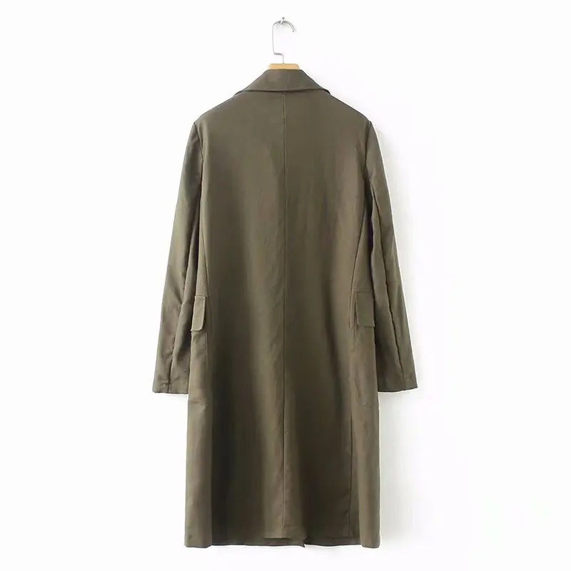 

Western Style 2018 Autumn New Loose-Fit Slimming Long Sleeve Fold-down Collar Mid-length Trench Coat Middle Long Coat Women's J8