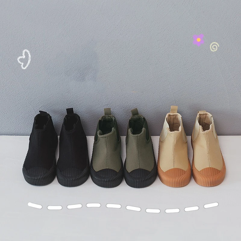 Children high-top canvas shoes baby with cotton warm soft bottom cute biscuit shoes spring & autumn boys girls school canvas 3