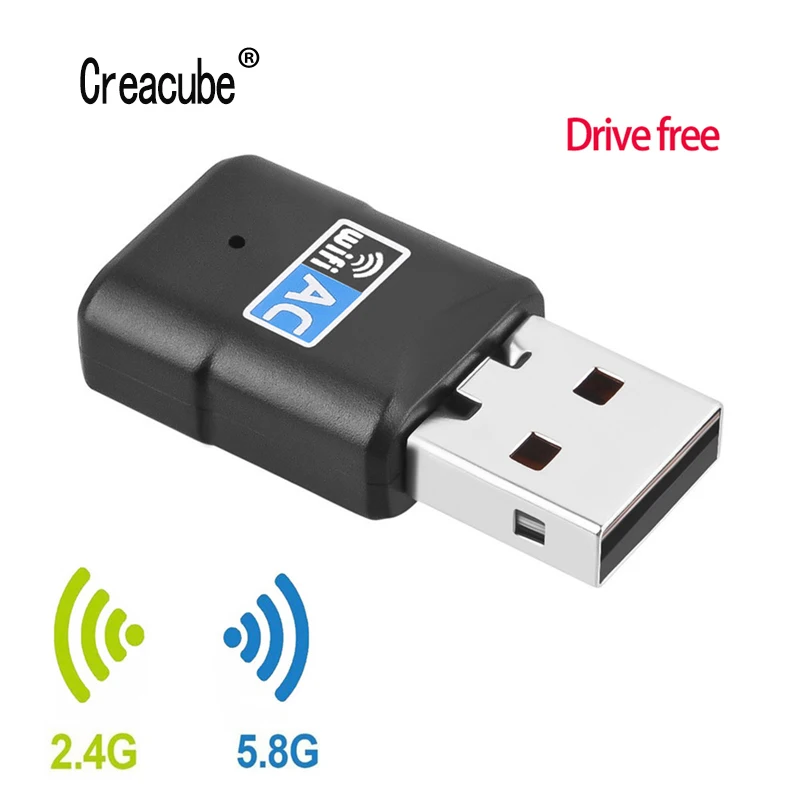 Creacube Drive Бесплатный USB беспроводной адаптер Wi-Fi сетевой адаптер/ключ двухдиапазонный 2,4G/5,8G 600 Мбит/с сетевая карта для ноутбука Настольный