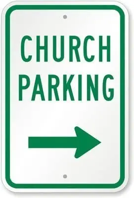 Warning Sign Church Parking (with Right Arrow) Road Business 8X12 Inches Aluminum Metal Tin | Дом и сад