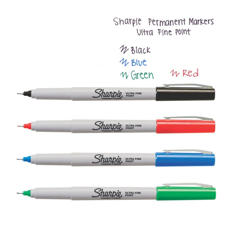 Sharpie 37002 Permanent Marker Ultra Fine Point Oil Waterproof Ink Black Blue Paint Marker Pen