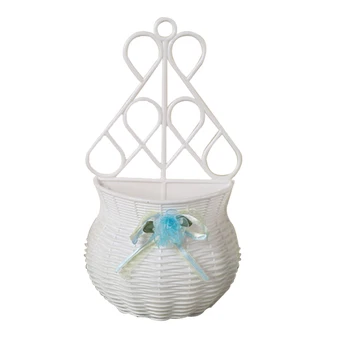 

DIY Pots Flower Basket Artificial Rattan Living Room Party Wall Hanging Handmade Garden Home Decor Vase Mini Random Color