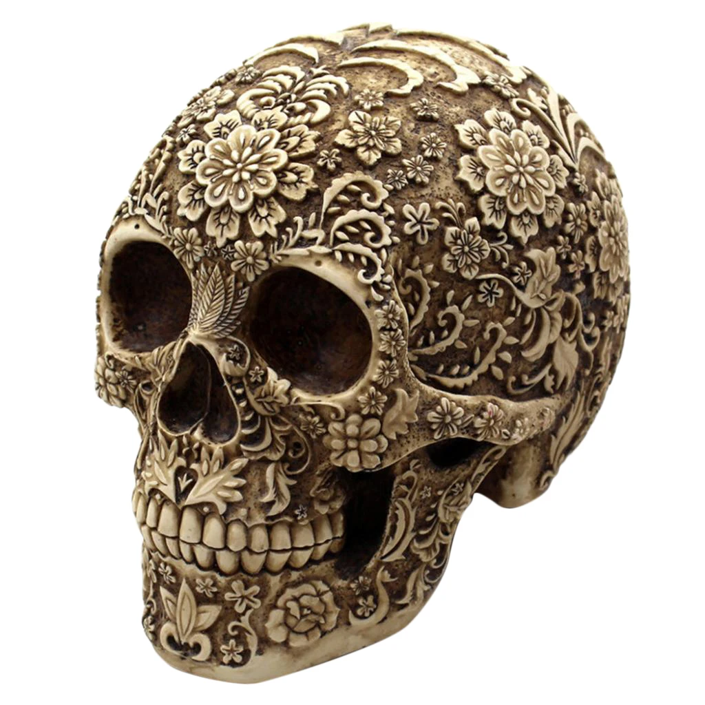 Resin Human Skull Scary Horrible Halloween Decoration Gift Retro Ornament