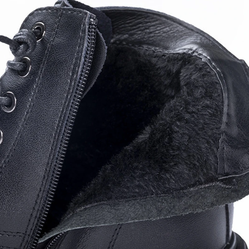 2020 Winter Fashion Women's Boots Lace Up Calf Round Head Women's Martin Boots Black Mid Heel Square Heel Women Shoes