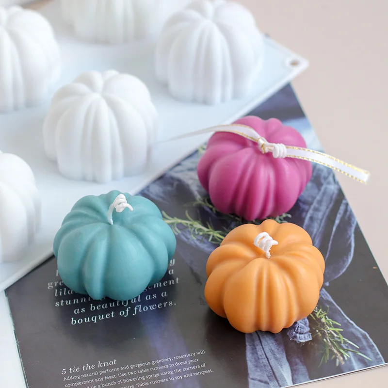 3D Mini Pumpkin Shape Candle Silicone Mold For Resin Soap Polymer Clay Plaster Handcraft Mould Halloween Home Decoration