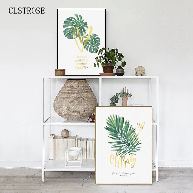 CLSTROSE A4 stampe decorazioni per ufficio o soggiorno poster minimalisti  foglie botaniche verdi immagini nordiche quadri moderni su tela - AliExpress