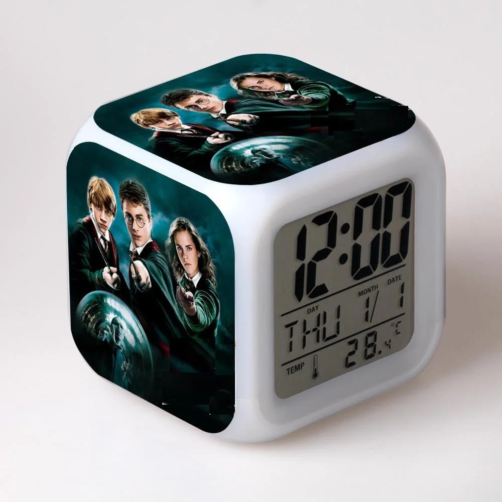 Harri Potter Гермиона Аниме Фигурки игрушки будильник студенческий стол светодиодный цифровой Цвет Изменение Часы Ночник светильник термометр подарок - Цвет: 8