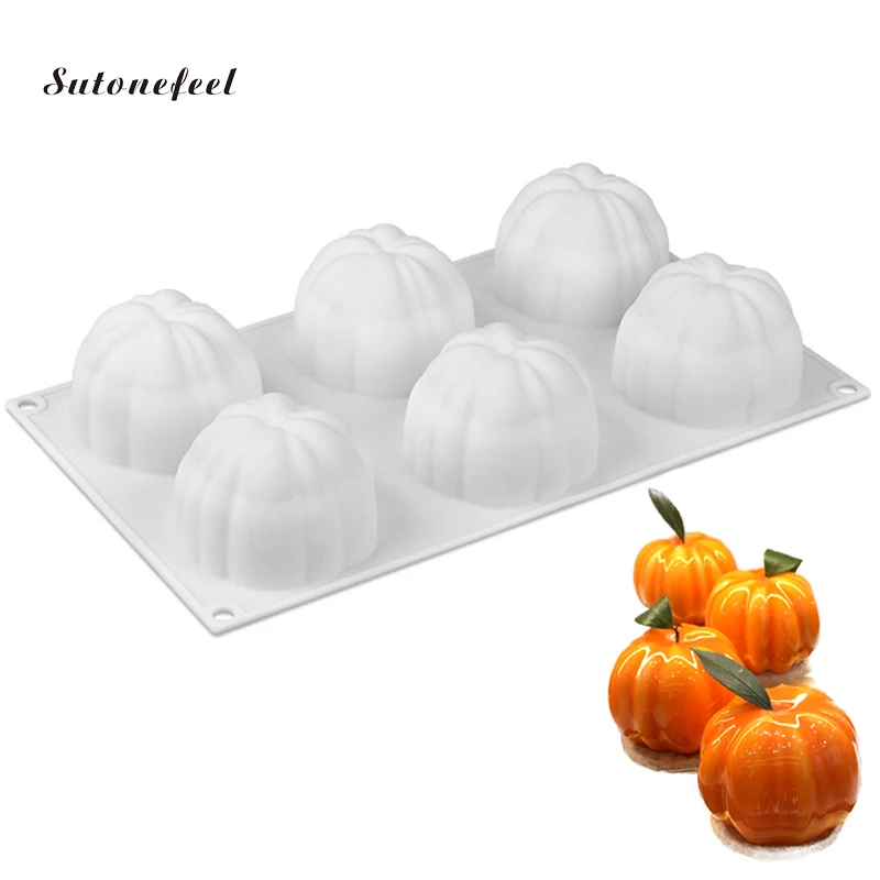 6 Hole Pumpkin Форма для фруктов, мусс, силиконовая форма для торта, яблока груши, персиковая вишня, форма для выпечки, форма для выпечки, DIY, десертные формы для торта, инструменты для украшения - Цвет: 6 Hole Pumpkin