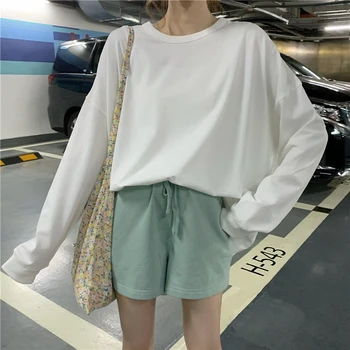 

PX2387 Round neck loose fashion mid-length long-sleeved T-shirt women