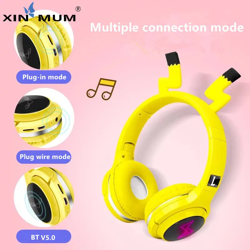 Cute Cartoon Wireless Bluetooth Headphone Bluetooth Headset Support SDCard Audio Cable Headphone for Girl Boy Children Gift 2020