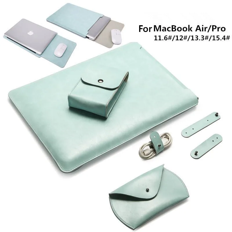 Тонкий кожаный мягкий чехол для ноутбука сумка чехол для Macbook Air 11,6 12 13 Pro 13,3 15 15,6 Мышь Колодки Сумка Тетрадь крышка