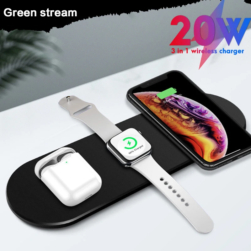 3 In 1 Wireless Charger Induction Charging Pad For IPhone 11 X XS Max XR Airpods Pro Apple Watch 5 4 Charge Docking Station
