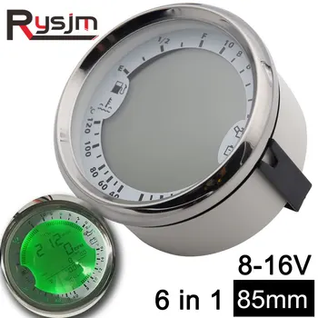 

85mm GPS Speedometer 6 in 1 Multi-functional Auto Gauges Tachometer Fuel Level Water Voltmeter Temp Oil Pressure 5Bar Universal