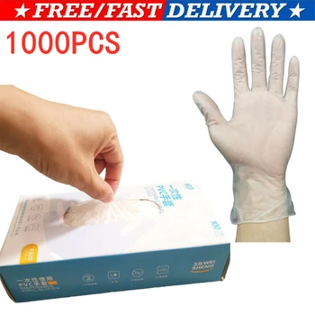 

1000PCS Disposable Vinyl Gloves - Laboratory Medical PVC Rubber Non-Sterile Food Safe Allergy Free Work Wholesale
