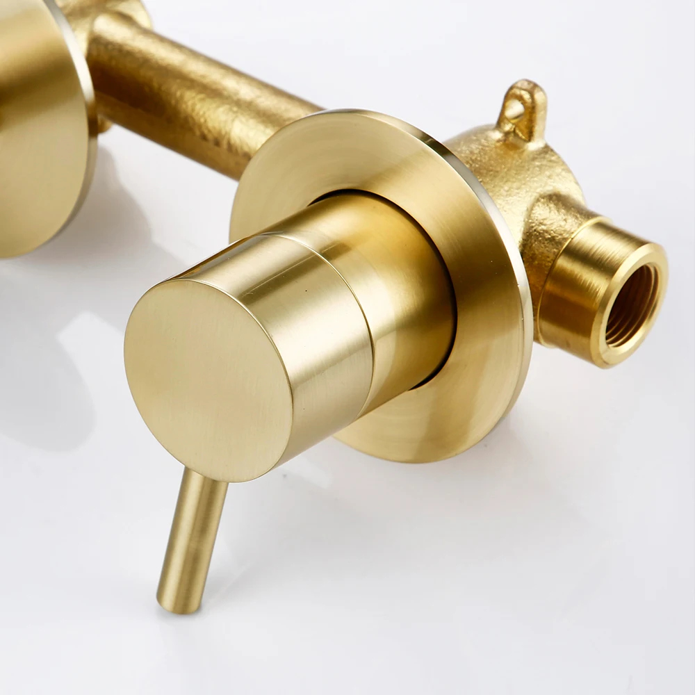 Brushed Gold Wall Mounted Basin Water Mixer - Image 5