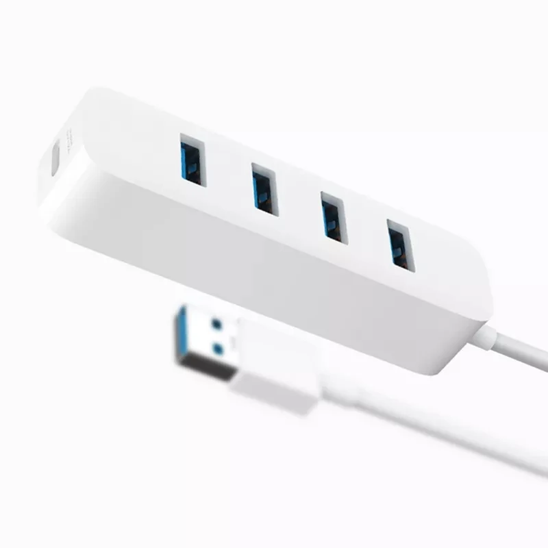 Белый Xiaomi USB3.0 HUB адаптер 4 Универсальный Порты и разъёмы 350 МБ/с. USB 3,0 гигабитный сетевой Адаптер HUB Док-станция для планшетного компьютера ноутбука - Цвет: Белый