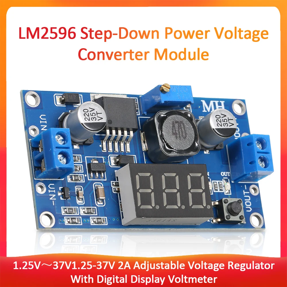 

New LM2596 Step-Down Power Voltage Converter Module DC 4.0~40 to 1.25-37V 2A Adjustable Voltage Regulator With Digital Voltmeter