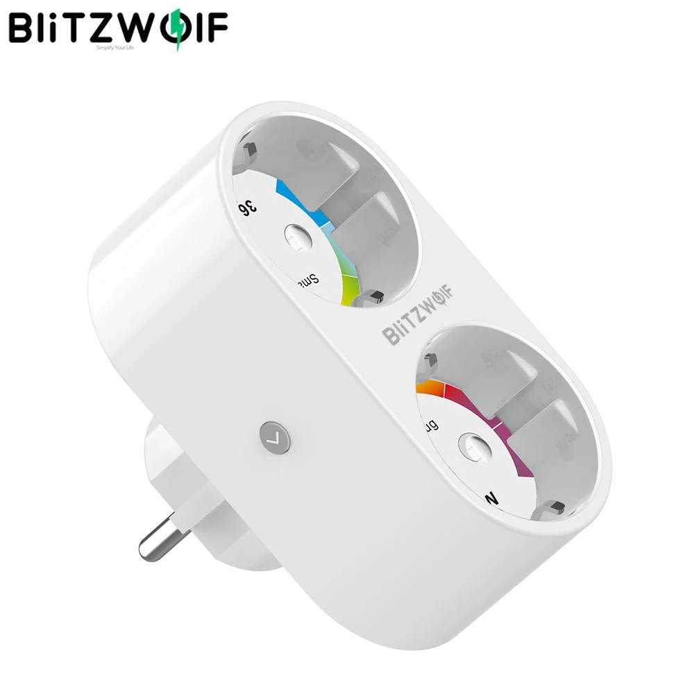 Online BlitzWolf BW SHP7 3680W 16A salida Dual enchufe de la UE inteligente WIFI Socket APP Control remoto trabajo con Google asistente Amazon Alexa