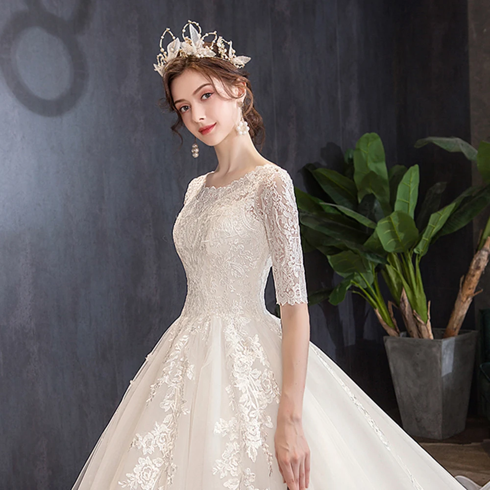Свадебные платья с коротким рукавом и часовым шлейфом Vestido De Novia Bohemio, кружевные свадебные платья «Принцесса»