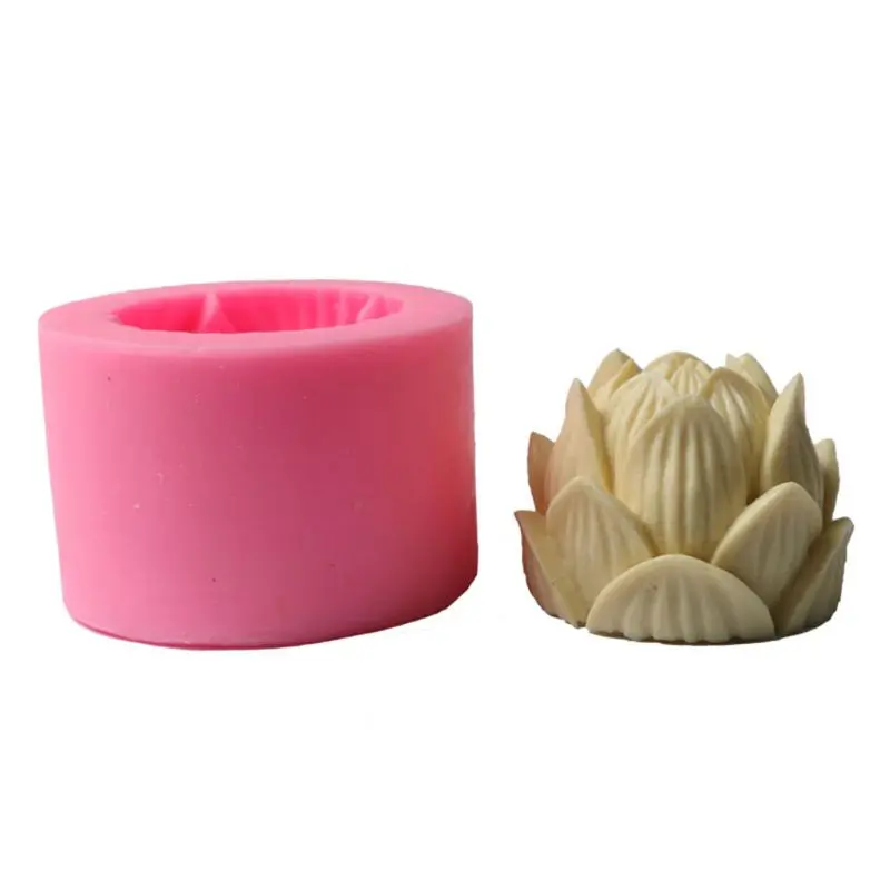 3D Lotus Silicone Aroma Candle Mold Soap Clay Making Cake Chocolate Baking Q84D