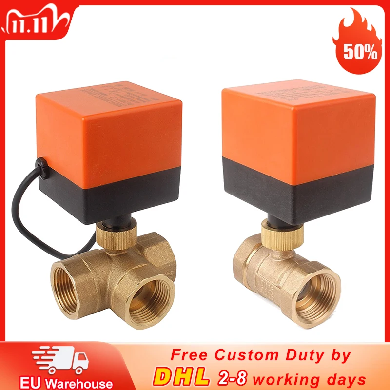 

DN25 DN20 Electric Motorized Brass Ball Valve 1.6Mpa AC 220V 3 Way 2Way 2-Wire with Actuator Manual Switch For water,gas, oil