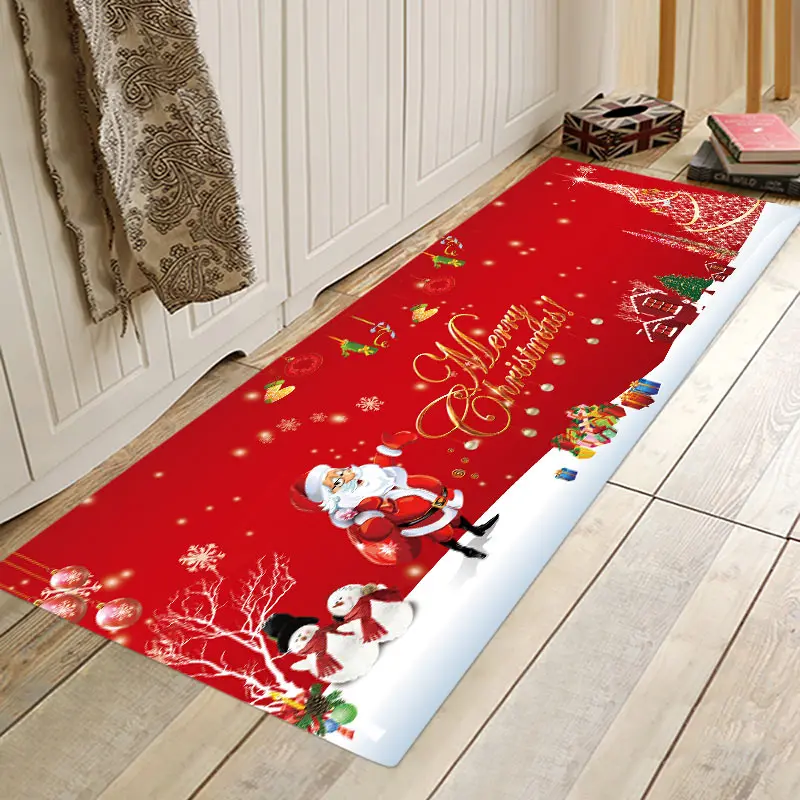 Christmas mat b Рождественский коврик, Рождественский праздничный коврик, рождественские вечерние коврики, домашний фланелевый нескользящий абсорбирующий мягкий коврик - Цвет: Christmas mat b