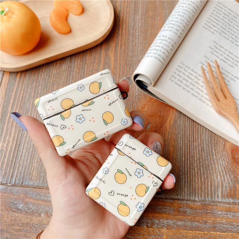 

Cute Frame Orange Soft Cover for Apple Airpods Case for Airpods Pro Cases Silicone Earphone Cases for Air Pod 2 3 Pro Cover