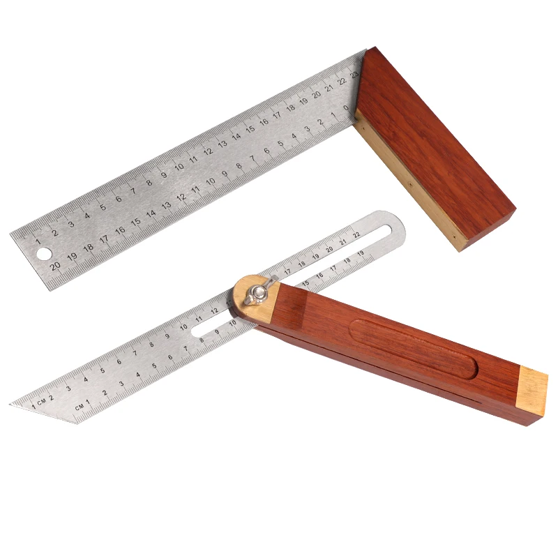 2 в 1 угловые линейки измерительные приборы " три квадрата раздвижная т-образная линейка лезвие из нержавеющей стали деревянная ручка измерительный инструмент уровня