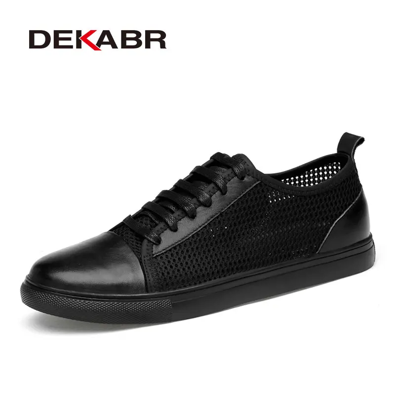 DEKABR/повседневная кожаная обувь высокого качества; мужские кроссовки на плоской подошве со шнуровкой; модная обувь для вождения; Zapatillas Hombre; размеры 36-46 - Цвет: 08 Black