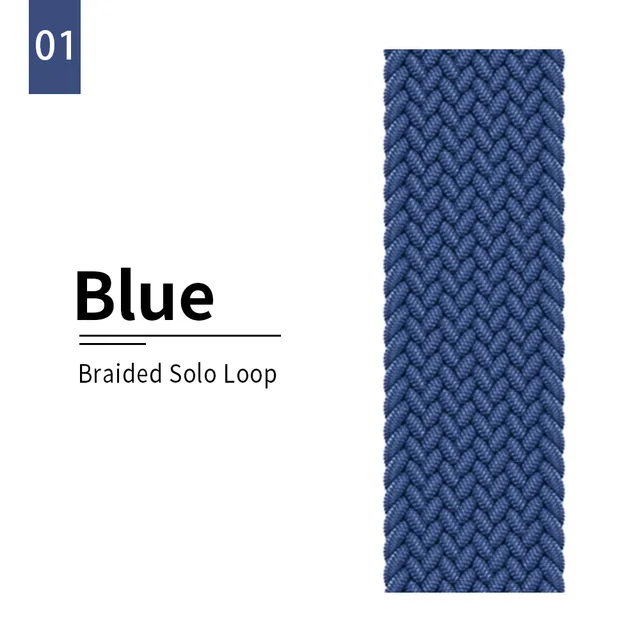 Braided Solo Loop strap for Apple watch band 44mm 40mm Elastic Wristband Bracelet on iwatch Se Series 7 6543 42mm 38mm 41mm 45mm 1 blue