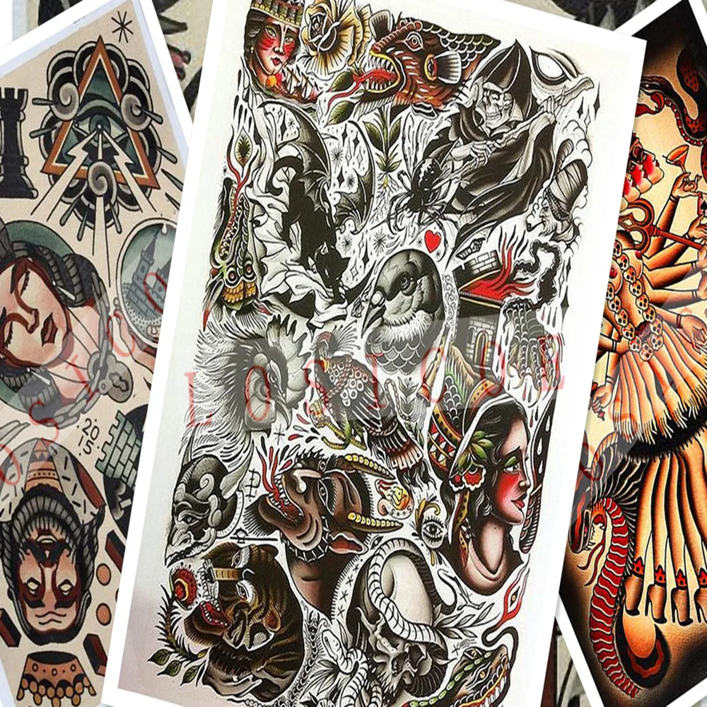 Creative Tattoo Design Posters Wall Sticker 30x42 Cm Nostalgia Retro Kraft  Paper Hd Inkjet Printing Art Home Decoration F - Wall Stickers - AliExpress
