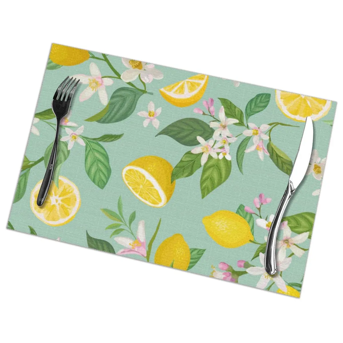 Set Of 6 Plant Fruit Lemon Floral Placemats For Dining Table Mat 直営限定アウトレット