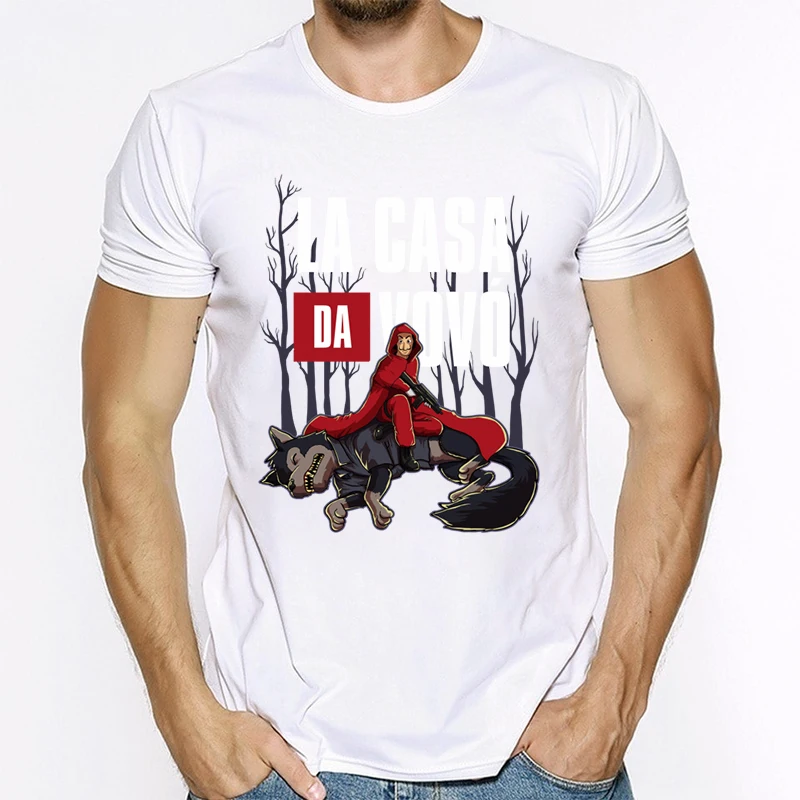 

Summer Casual Short-sleeve T-shirt For Boys La Casa De Papel Printed Short Sleeve Tees Men O Neck Cotton Male white T Shirts