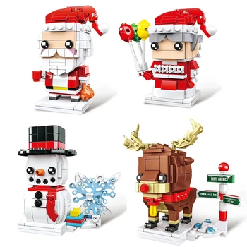 

Creator Expert Building Blocks Christmas Tree Village Figure Accessory Friends City Snowman Elk Santa Claus Bricks Toys Kid Gift