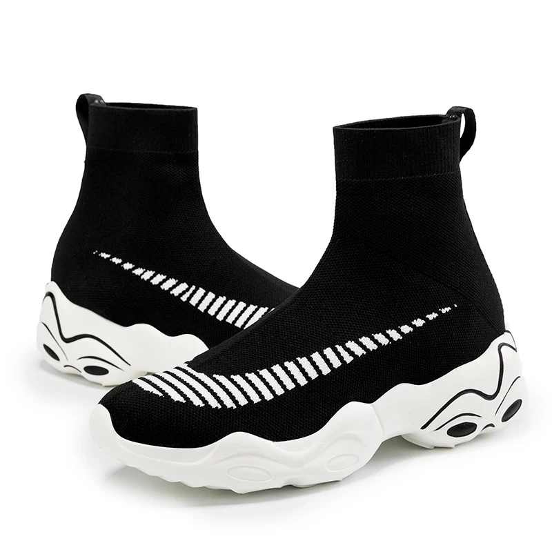 

BALENC Men 2019 High Top Socks Shoes Chunky Shoes Man Breathable Mesh Boots Shoes krasovki Men Fly Weave Sneakers Men Footwear