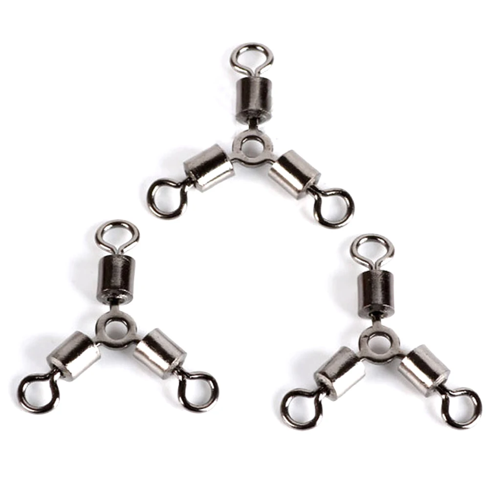 20pcs Alloy Copper 3 Way Cross-line Fishing Rolling Swivel O Shape Solid Ring Leaders Rigging Connector Fishing Tackle Accessory fishing accessories fishing swivels