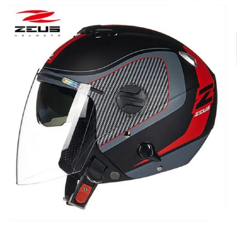 Новинка ZEUS 3/4 лицевые мотоциклетные шлемы ZS-202FB ABS защитные двойные линзы мотоциклетный шлем внутренние солнцезащитные очки с ПК линза козырек - Цвет: Хаки