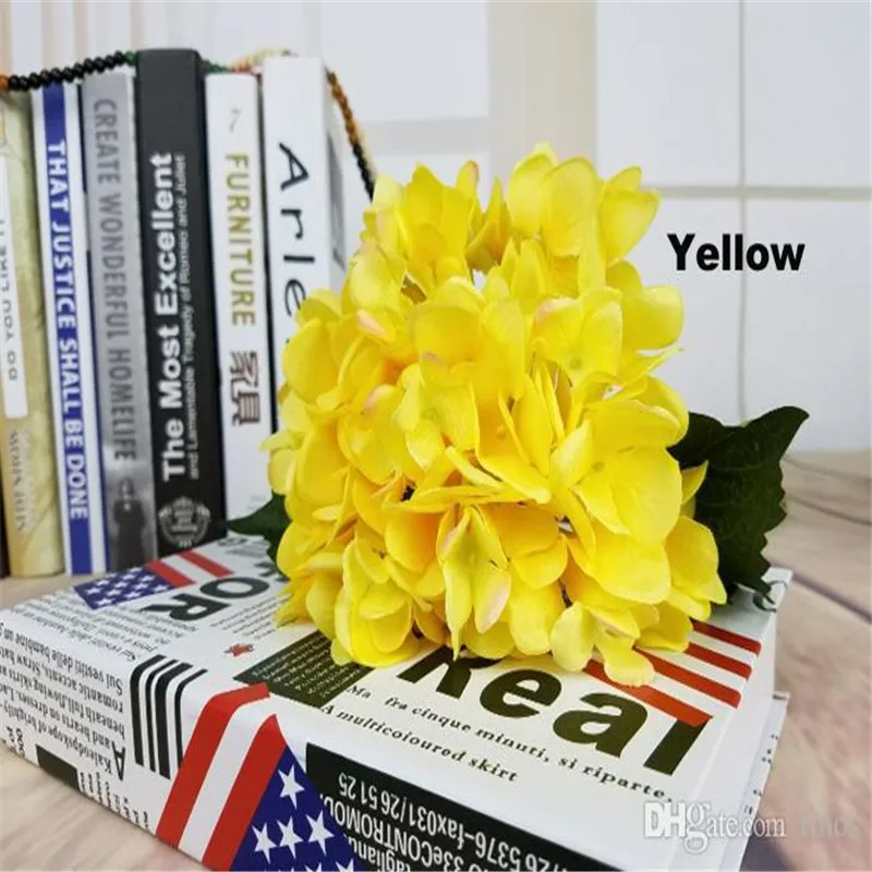 Artificial Silk Hydrangea Flower 7.5" Fake White Wedding Flower Bouquet for Table Centerpieces Decorations 15 color