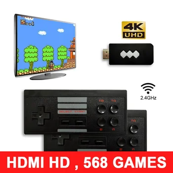 

USB Wireless Handheld TV Video Game Console Build In 568 Classic Games Mini Video Console 2 Game Players Support HDMI Output