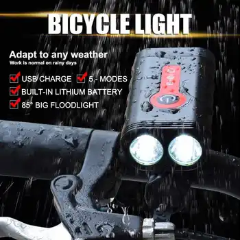 

WasaFire 2*T6 LED Bike Front Light Waterproof MTB Bike Headlight USB Rechargeable Flashlight Cycling Lanterna For Bicycle Lamp