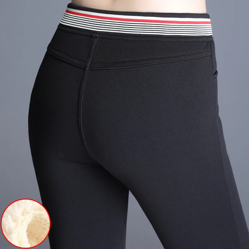 Women Pants Winter High Waist Warm Black Leggings Girl Plus Size Casual Elastic Trousers Korean Outside Wear Velvet Legging