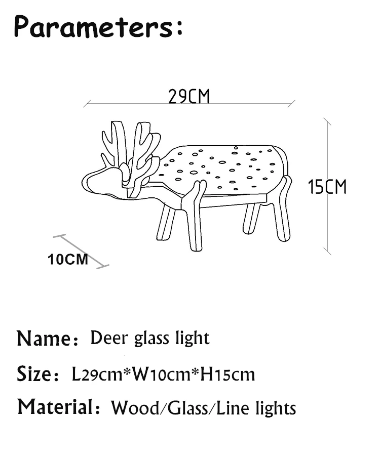 Светодиодный USB Ночной светильник с изображением оленя из мультфильма, настольная лампа, струнный светильник s, креативный скандинавский стиль, дерево ручной работы, стекло bottl