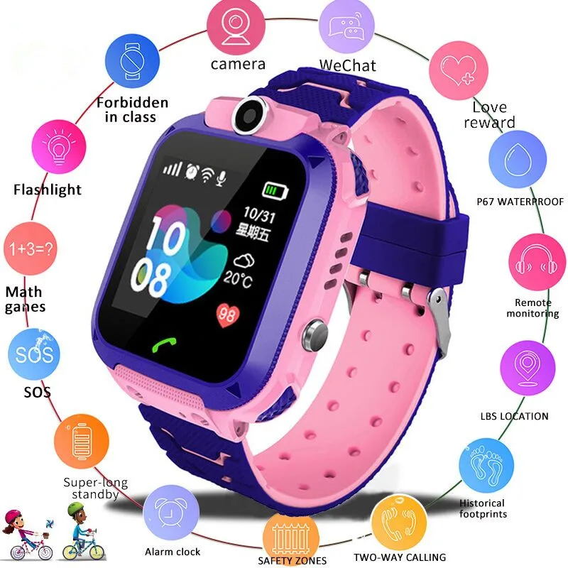 

New Anti-Lost Q12 Child Smart Watch Waterproof Safe LBS Positioning SIM Card Clock Call Location Tracker Camera Kids Smartwatch