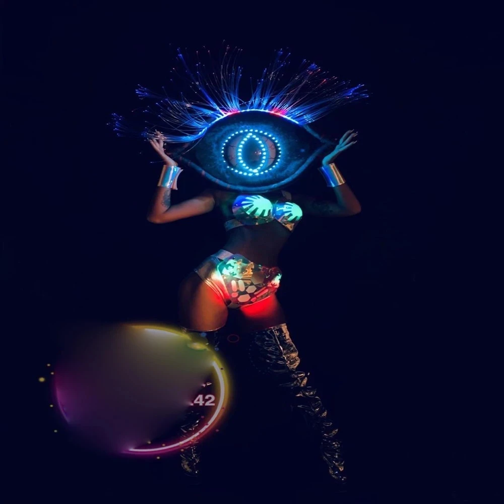 Lehký nahoře nestvůra oko příští ukázat etapa kostým lumious LED eyeball headgear tančit kostým