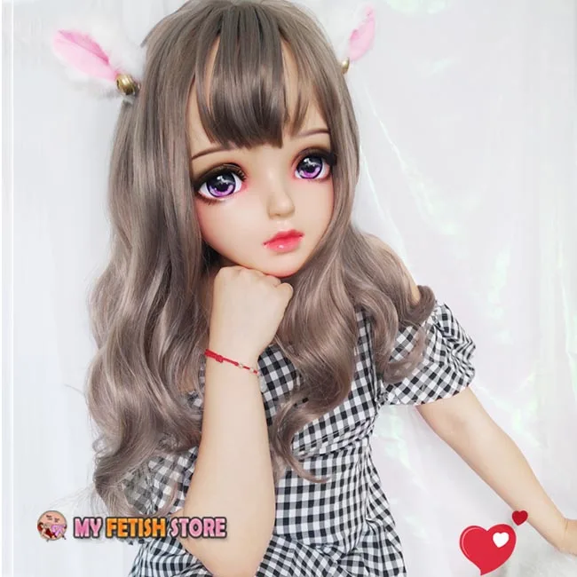 Miao-10) женские милые девушки смолы половина головы кигуруми BJD маска косплей японского аниме ролевая маска Лолиты кроссдресс кукольная маска - Цвет: Standard makeup